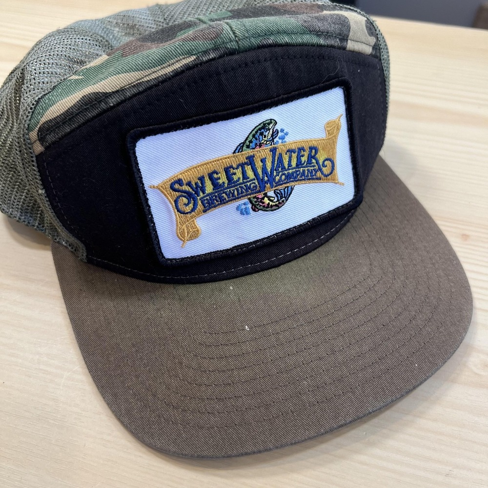 SweetWater Brewing Co Hat Cap Snap Back Mens One Size Green Camo Mesh Beer
